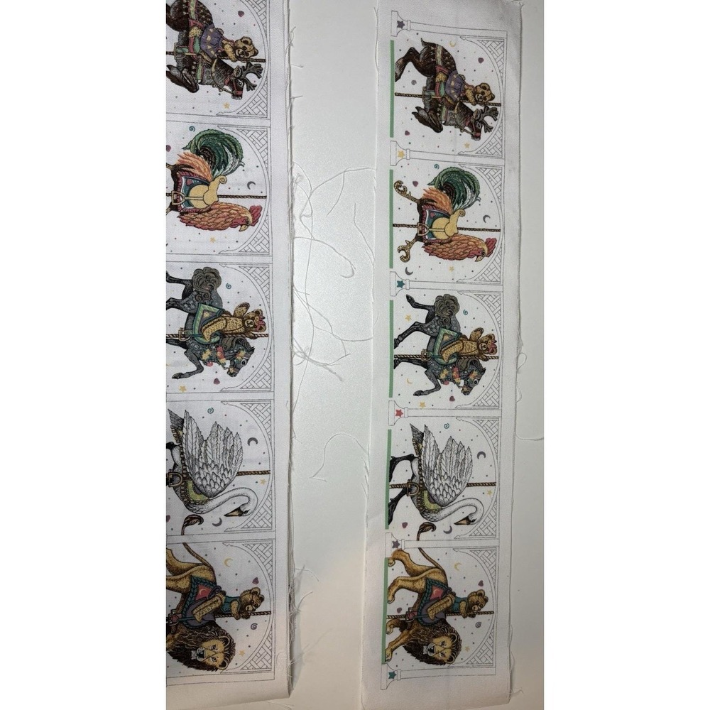 Lot of 10 Carousel Animal Fabric Panels 24" x 5"